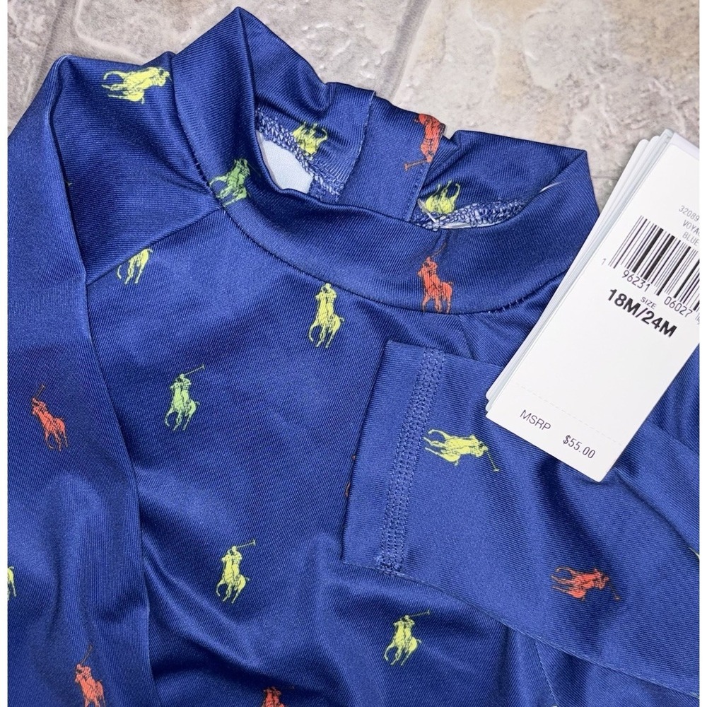 Polo Ralph Lauren Baby Pony Performance Jersey RashGuard Swim Top 18-24 M New